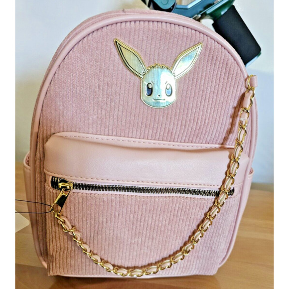Pokemon 11" Mini Backpack - Pink Corduroy Eevee New With Tag Pikachu - Picture 6 of 13
